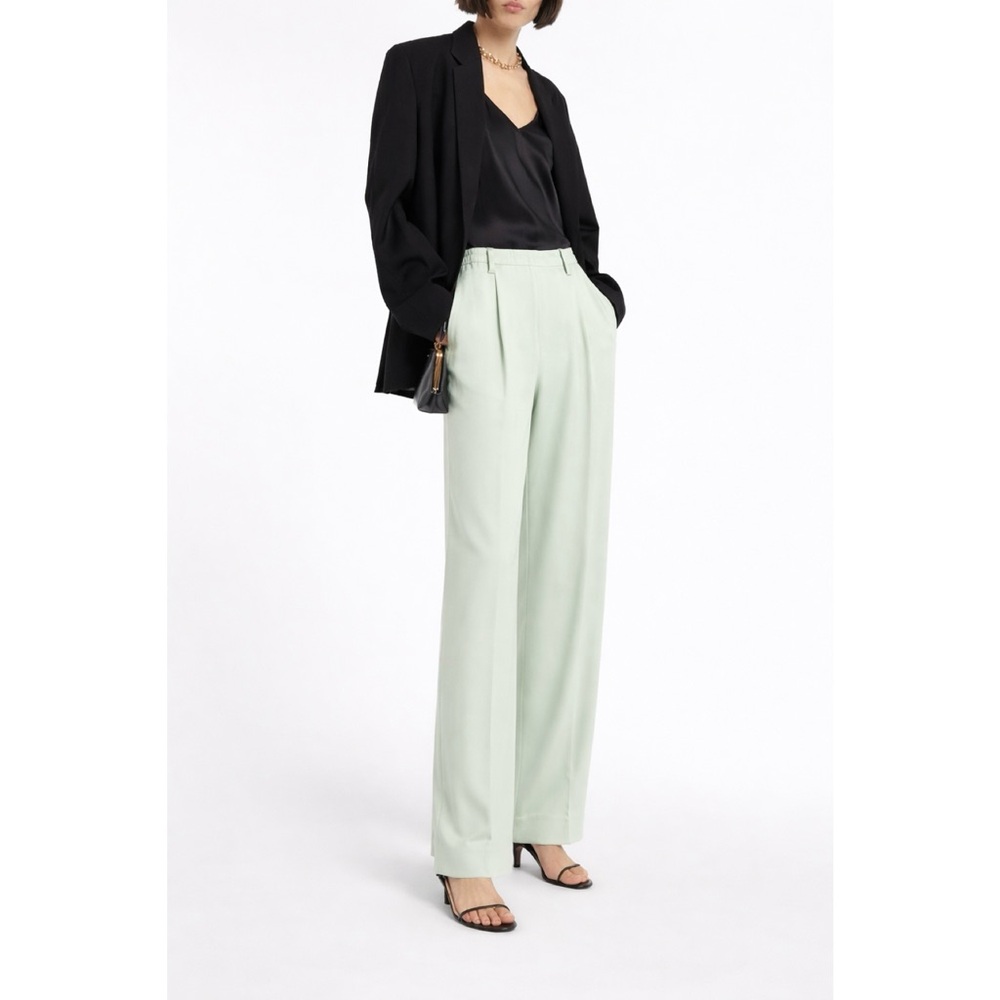 Vince | Women’s Mint Green Straight Leg Pleated High-Waist Pants ~ XS